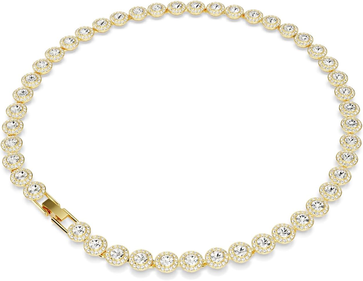 Swarovski UNA Angelic Tennis Necklace, Round Cut, Clear, Gold-Tone Finish
