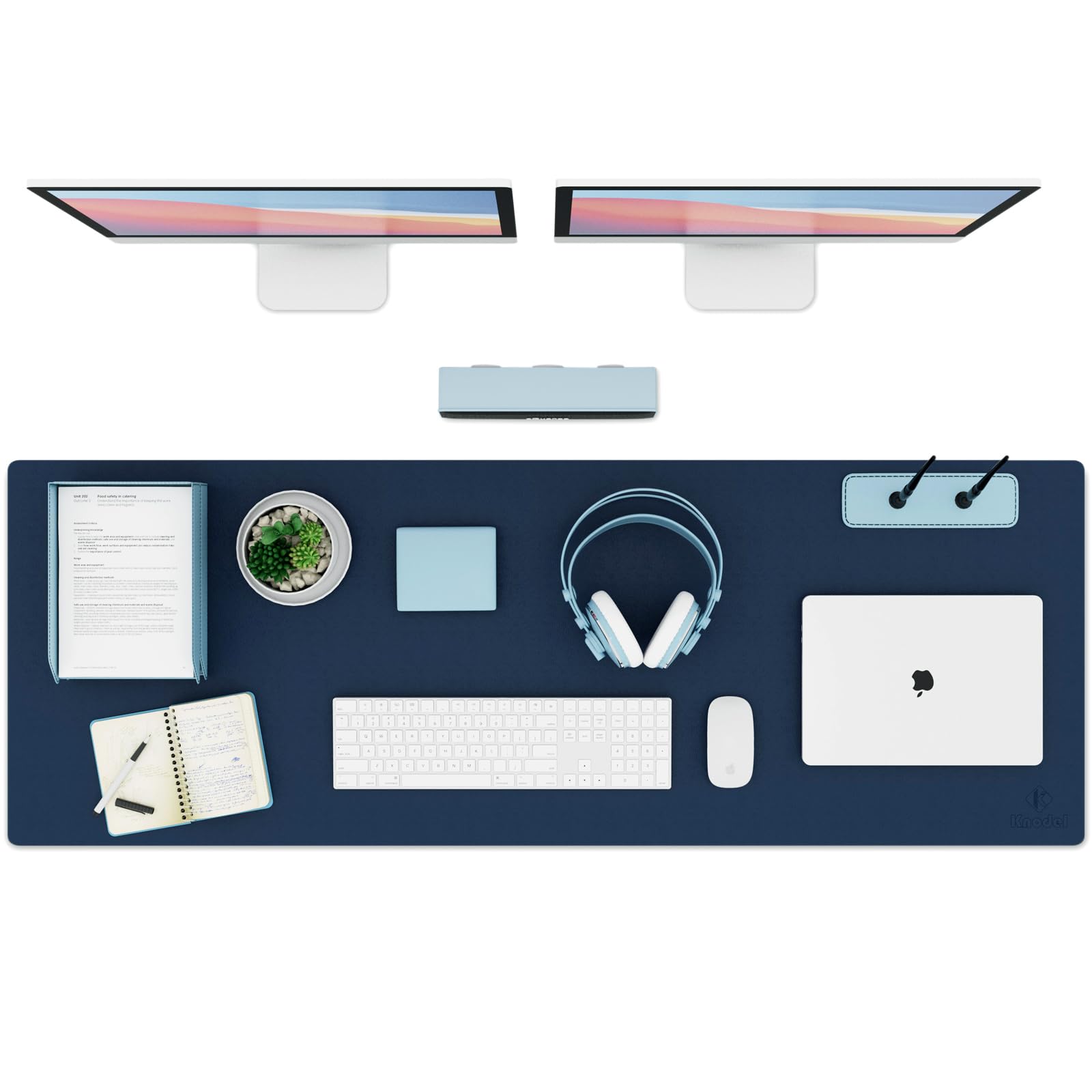 K KNODEL Small Office Leather Desk Mat, Mouse and Keyboard Pad, Computer and Laptop Mat, Desktop Protector and Cover, Writing Pad and Blotter (23.6"x13.8", Black)