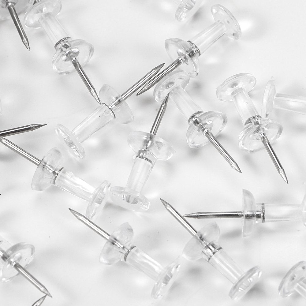 Push Pins 600 Count, Standard Clear Thumb Tacks Steel Point and Clear Plastic Head