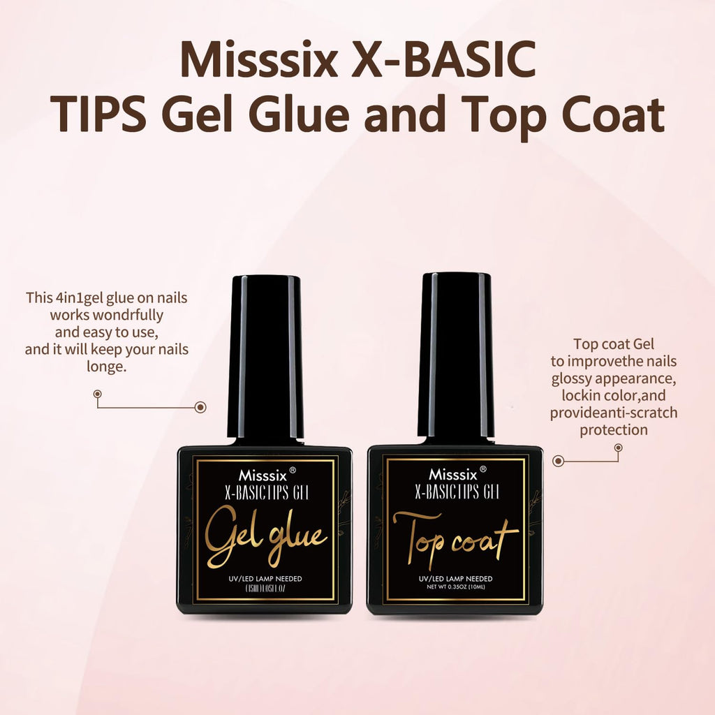 Misssix XBASICTIPS French Tip Press On Nails, 300Pcs French Gel Nail Tips Long Square, Soft Gel Pre-shaped No Need to File 3 in 1 Tips, Fake Nails for Nail Art DIY Extension Designs 15 Sizes