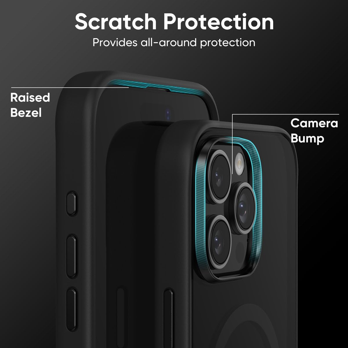 FLOLAB Surtect Tri-Fusion Magnetic for iPhone 16 Case Protective Slim Design Magsafe Compatible Military Grade - Black Clear