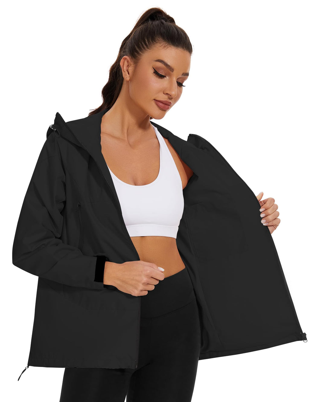 Avoogue Rain Jacket for Women Waterproof Lightweight Rain Coat Hiking Windbreaker Jacket with Hood
