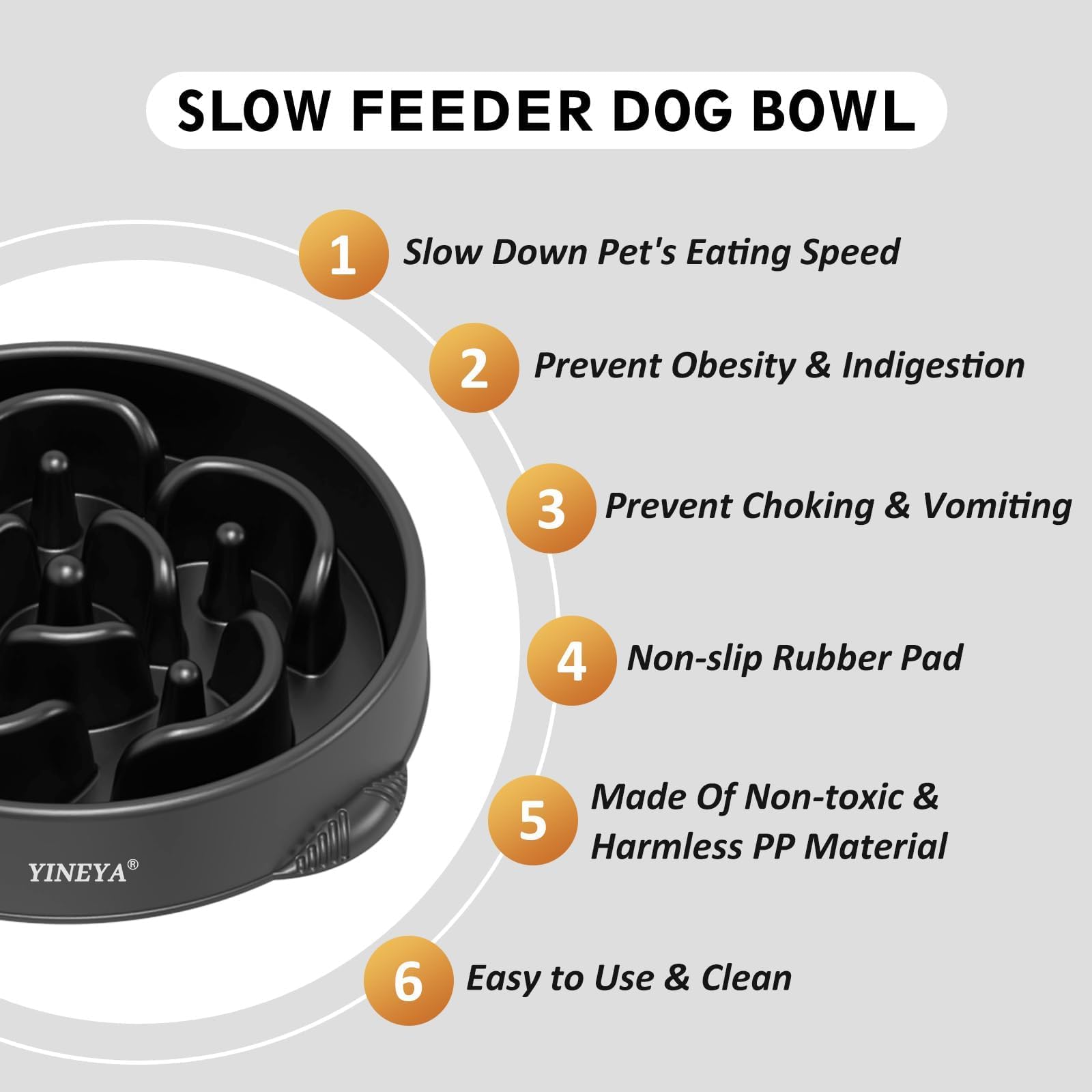 YINEYA 2PCS Anti-Choking Slow Feeder Dog Bowls Small Size Dog, Slow Feeder Cat Bowl, Supplies and Puzzle for Pet