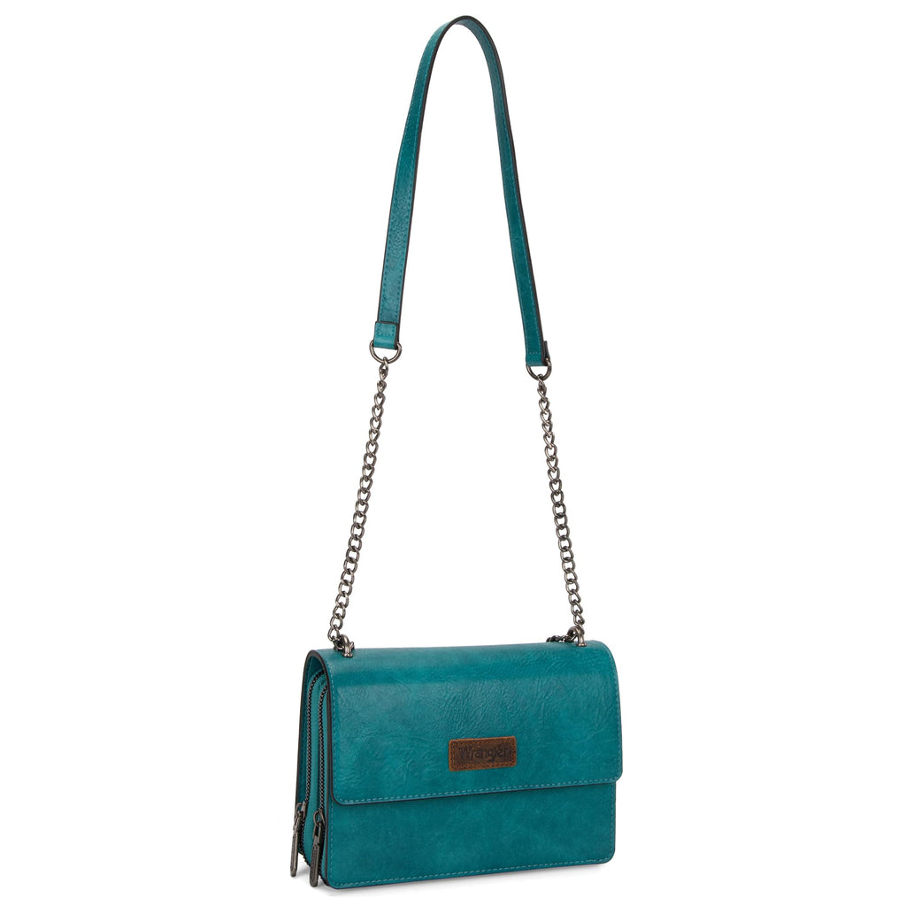 Wrangler Flap Crossbody Purse for Women Shoulder Bag Vintage Wallets with Chain Strap