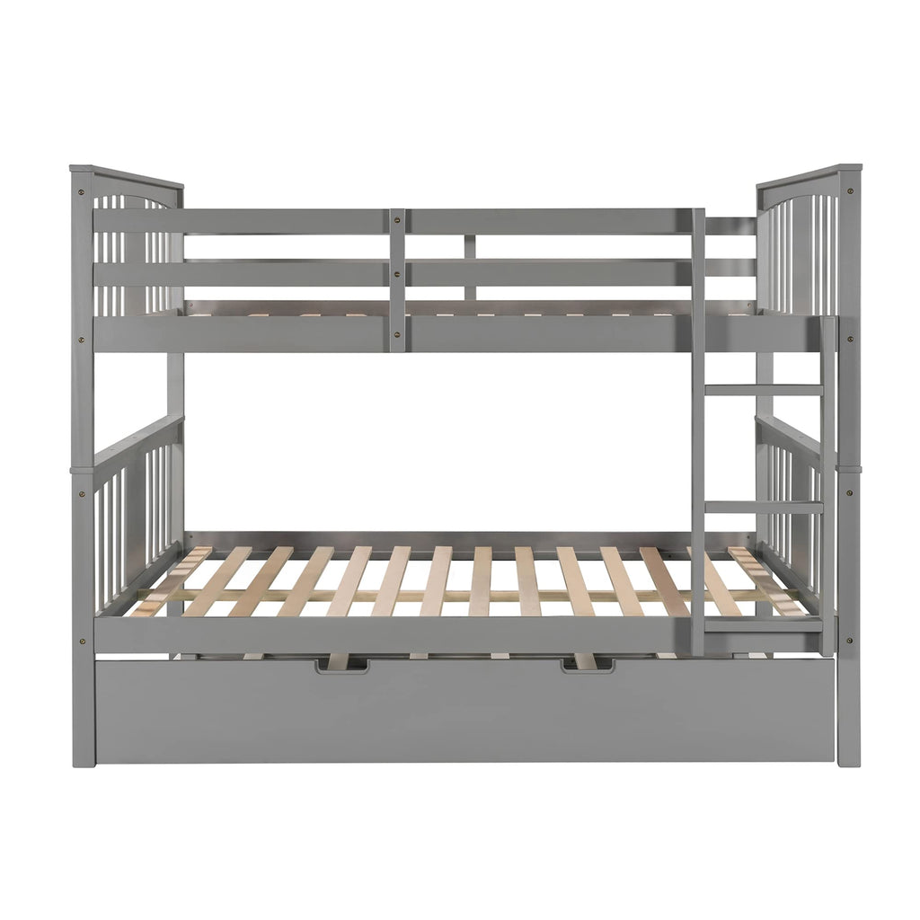 Merax Full Over Full Bunk Bed Convertible to Two Separate Beds, Solid Pine Wood Frame with Safety Guardrail & Headboard, Sturdy Durable Design, for Teens, Espresso