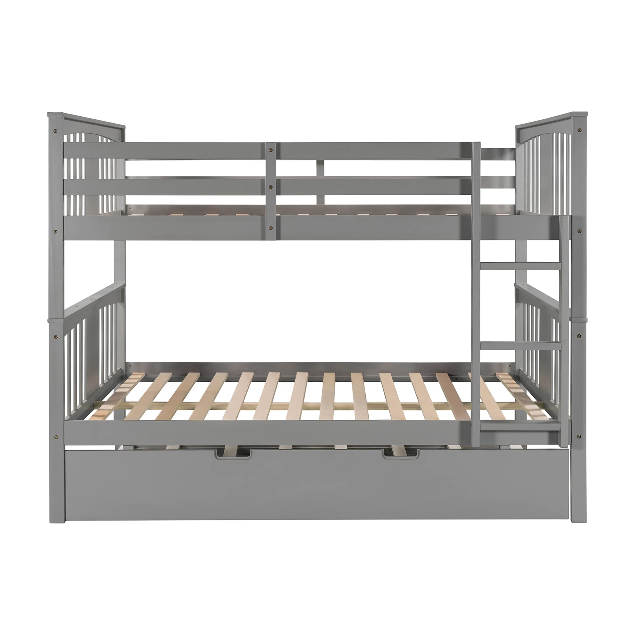Merax Full Over Full Bunk Bed Convertible to Two Separate Beds, Solid Pine Wood Frame with Safety Guardrail & Headboard, Sturdy Durable Design, for Teens, Espresso
