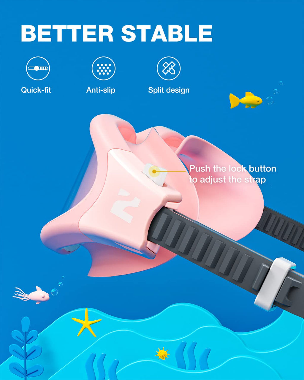 ZIONOR Kids Swim Goggles, G1MINI SE No Leak Anti-Fog Goggles for Kids 6-14, Soft Silicone Comfort Fit, Easy Adjust Strap