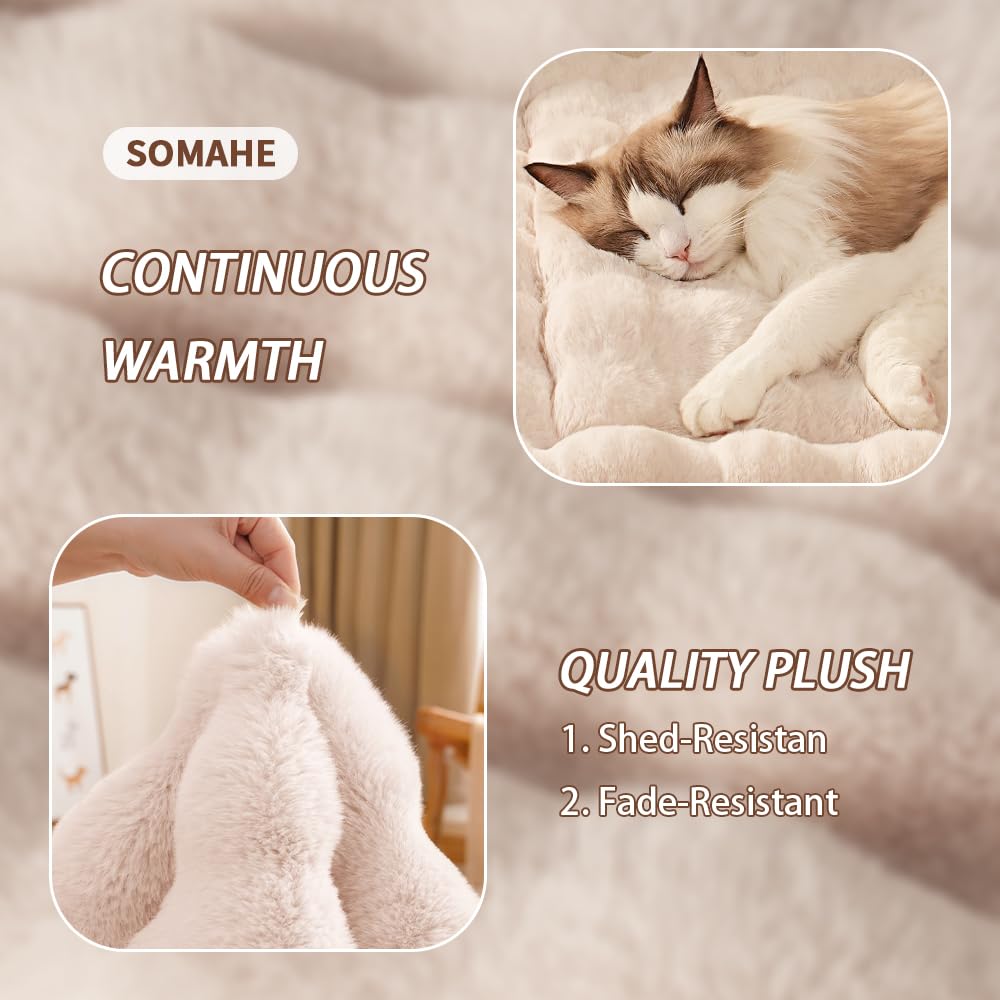 SOMAHE Cat Bed Mat, Soft Plush Faux Fur Kneading Pet Bed, Machine Washable Cat Sleeping Pad for Indoor Cats & Kittens, Non-Slip Fluffy Cat Rug for Couch Sofa Floor, 23x15 Inch Grey