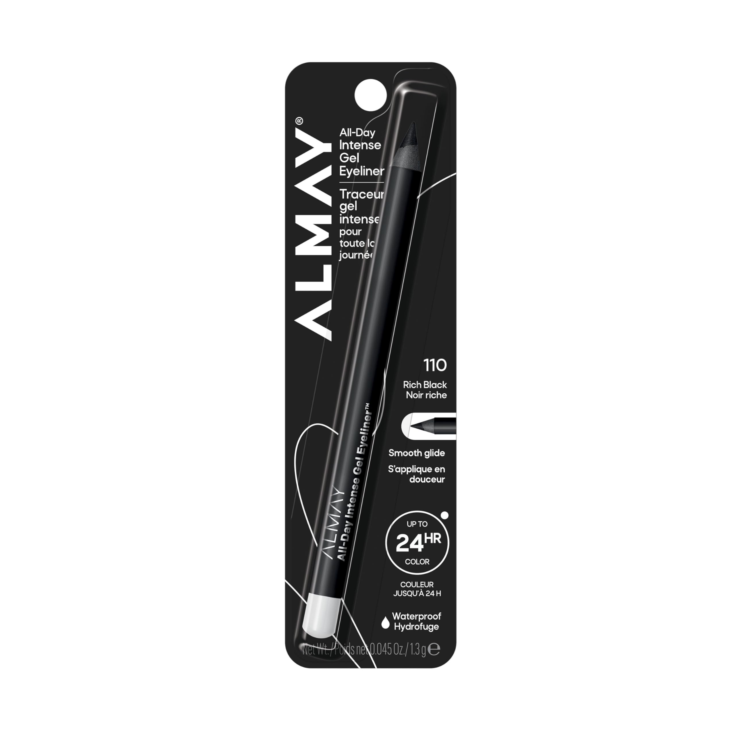 Almay All-Day Intense Gel Eyeliner Bold Longwear Eye Makeup, Hypoallergenic, 100 All-Day Grey, 0.045 oz