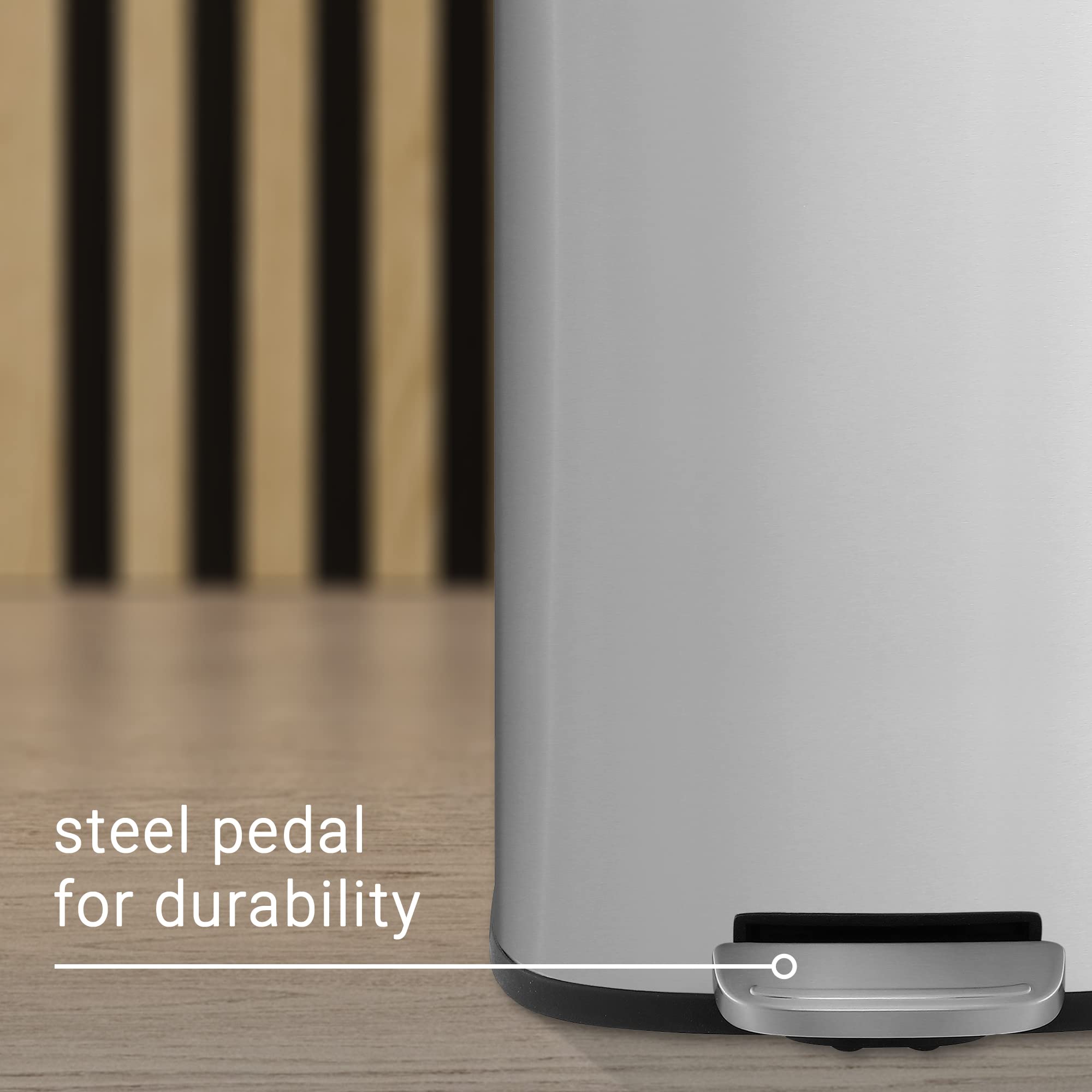 happimess HPM1011B Curtis 8-Gallon Step-Open Trash Can with Soft-Close Lid, Modern, Minimalistic, Fingerprint Proof for Home, Kitchen, Laundry Room, Office, Bedroom, Bathroom, Black