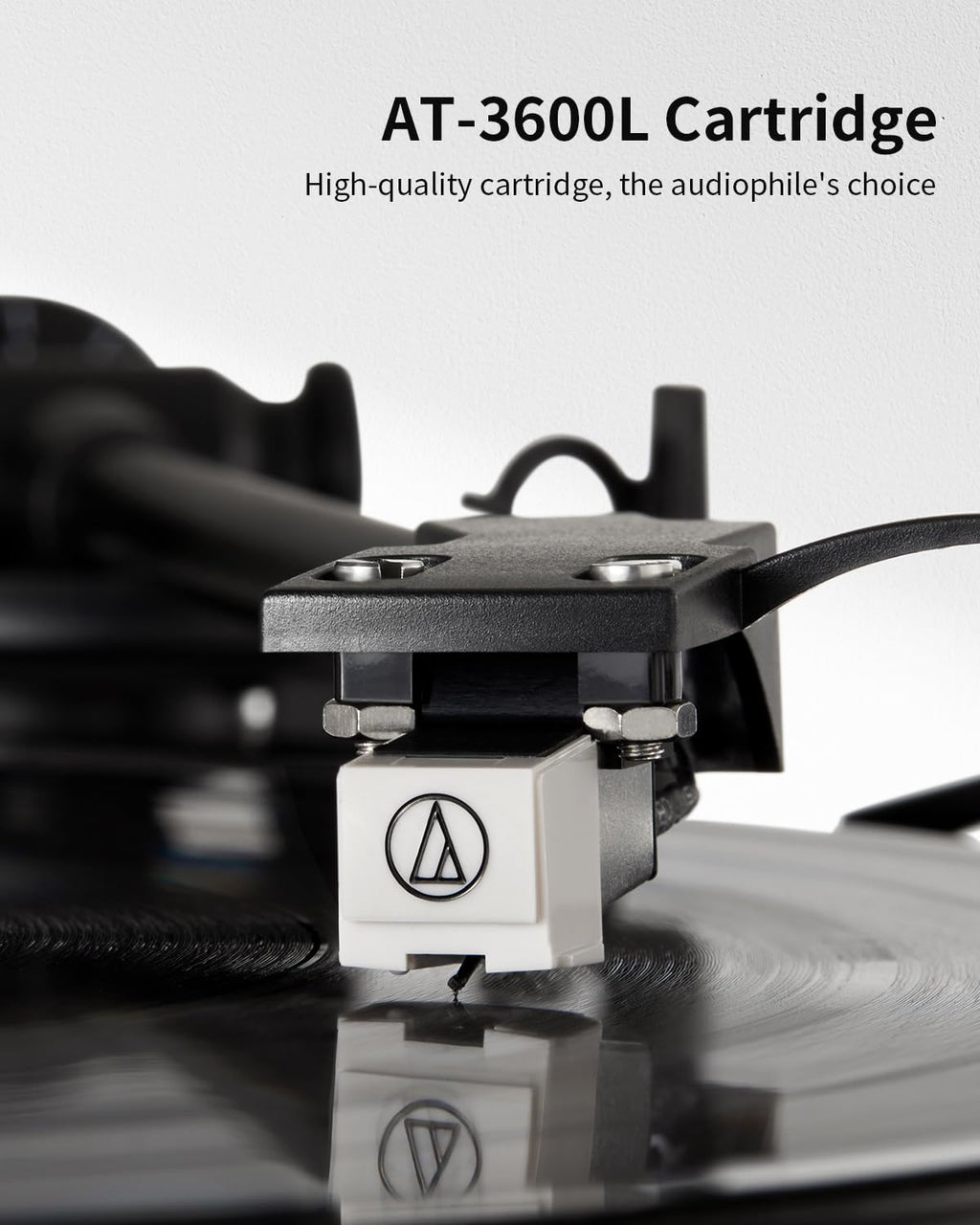ANGELS HORN Bluetooth Turntable with Speakers, Vinyl Record Player System with AT-3600L, Built-in Phono Preamp, Belt Drive 2-Speed, Adjustable Counterweight, Pitch Control Hi-Fi Record Player System