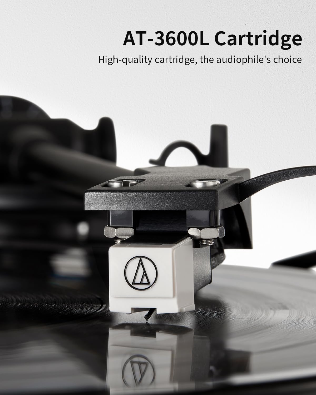 ANGELS HORN Bluetooth Turntable with Speakers, Vinyl Record Player System with AT-3600L, Built-in Phono Preamp, Belt Drive 2-Speed, Adjustable Counterweight, Pitch Control Hi-Fi Record Player System