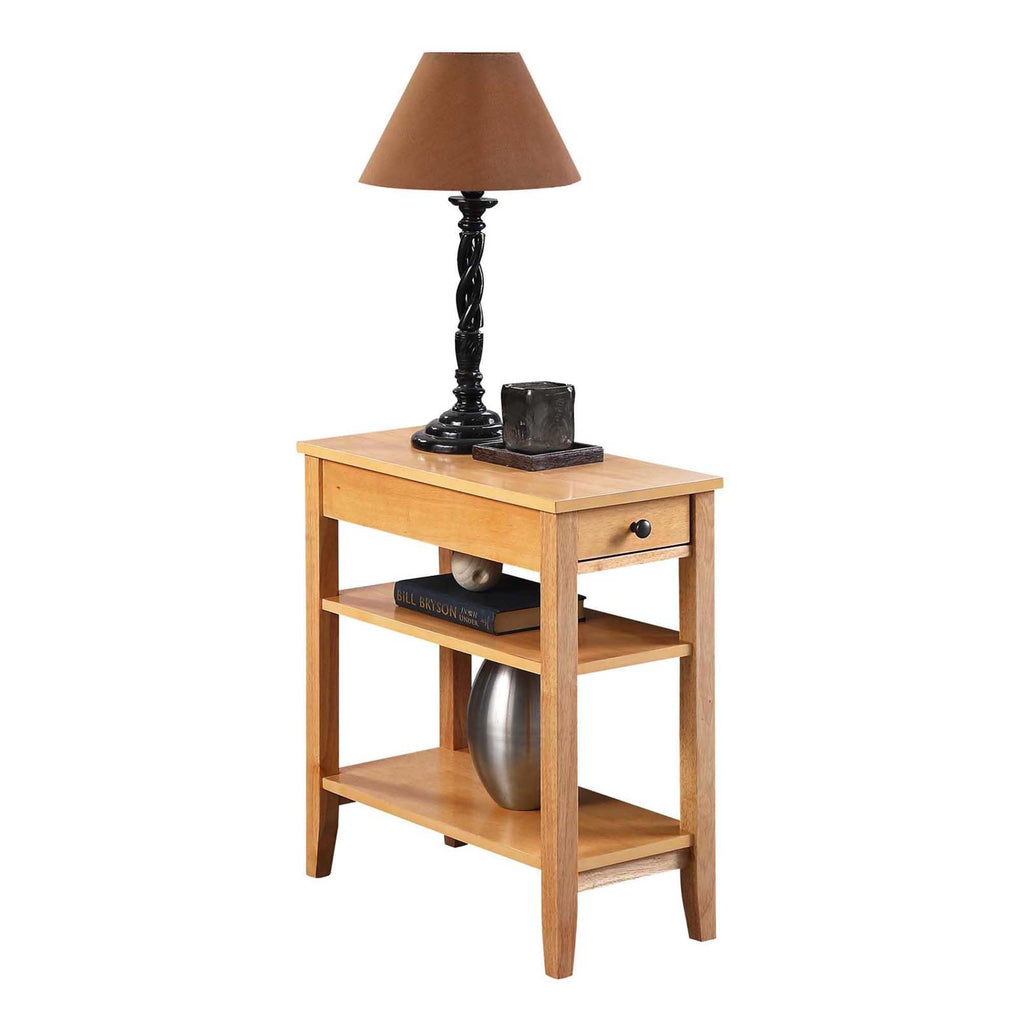 Convenience Concepts American Heritage Chairside End Table with Drawer 23.5" - Classic Living Room Table with Storage Shelf, Bedroom Nightstand, Black