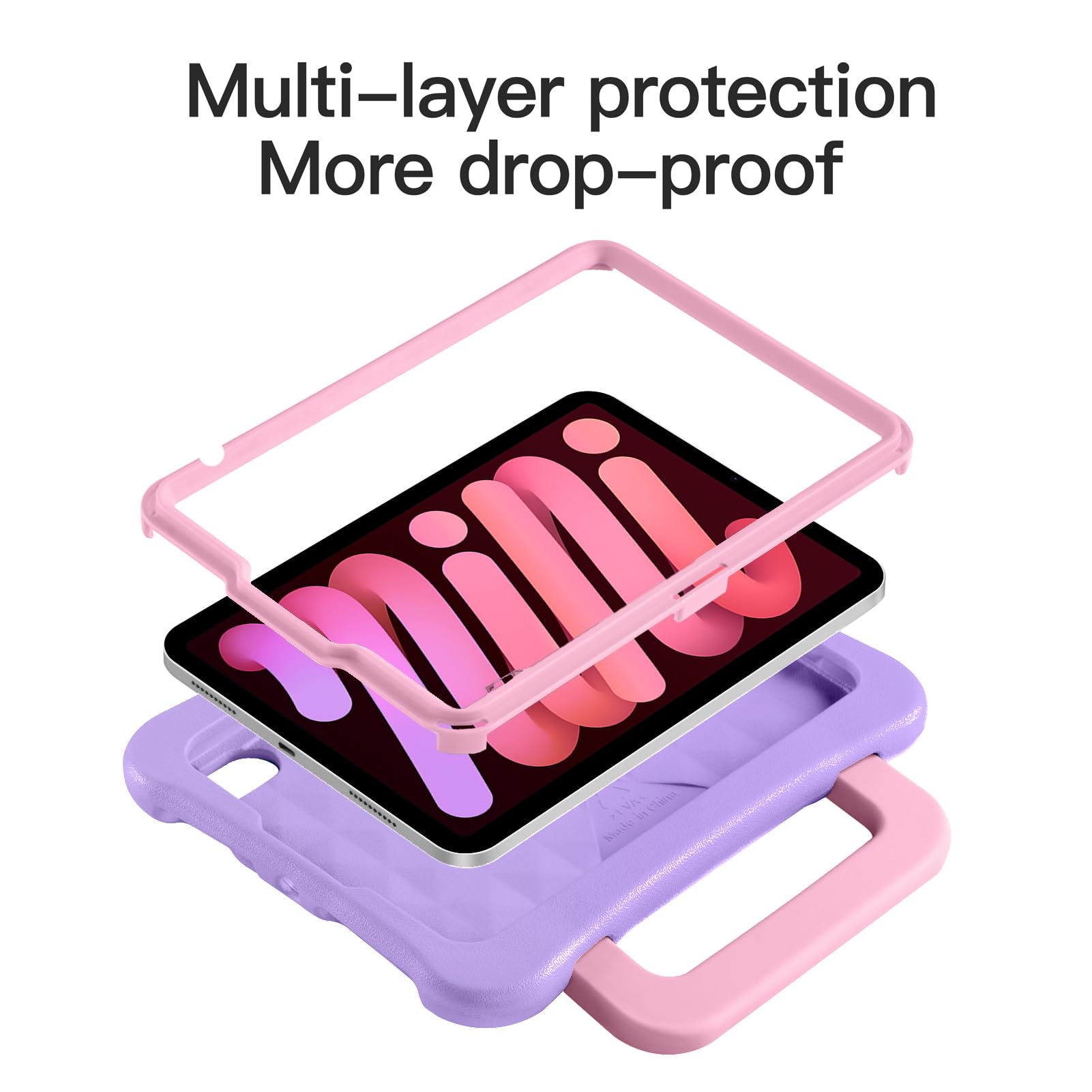 Kids Case for iPad mini 7 (A17 Pro) 2024 /iPad Mini6 2021, Light Weight Heavy Duty/Shockproof/Drop Proof with Handle/Kickstand, Child Friendly Cover for iPad mini 7th/6th Gen 8.3inch (red)
