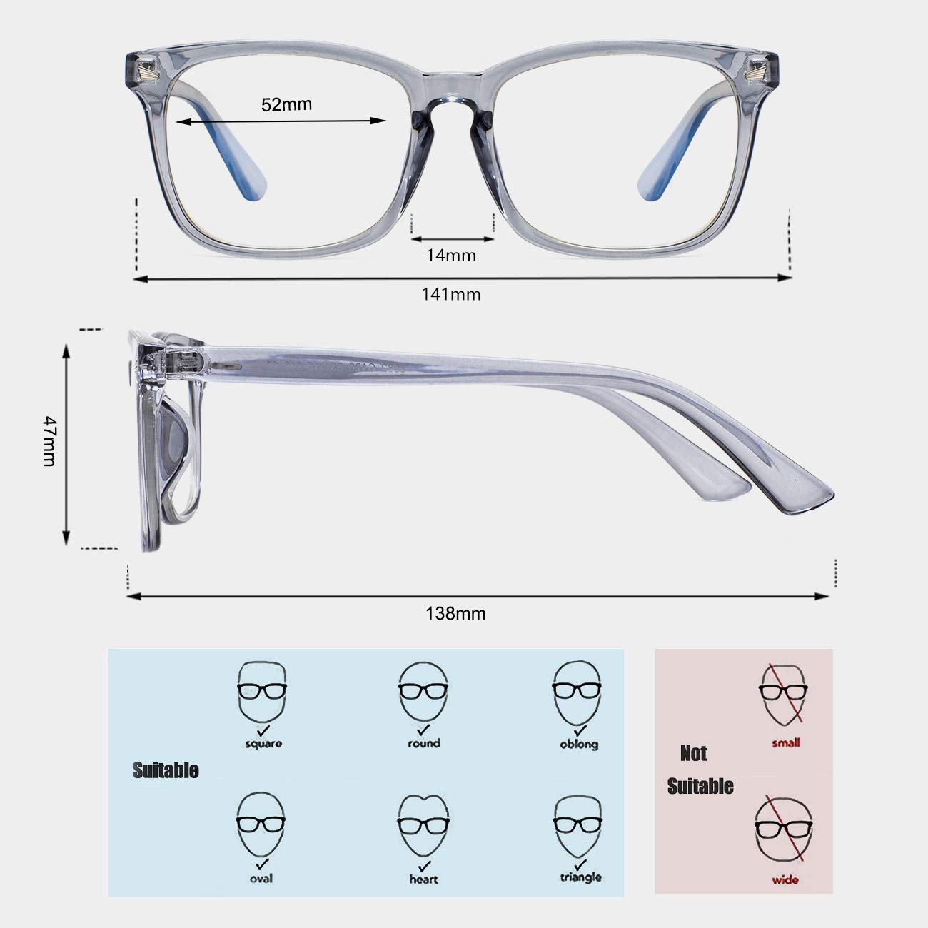 MAXJULI Blue Light Blocking Glasses,Computer Reading/Gaming/TV/Phones Glasses for Women Men(Transparent)