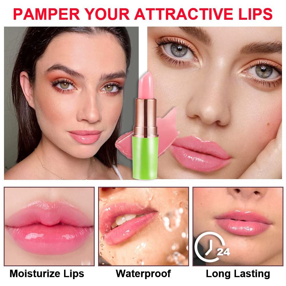 evpct 2Pcs Blueberry Tinted Lip Balms PH Lip Color Changing Lipstick Balm Stain Gift Set Queen for Women Girls Korean Mood Long Lasting Color Change Light Pink Lipstick Lip Tint Plumper Gloss