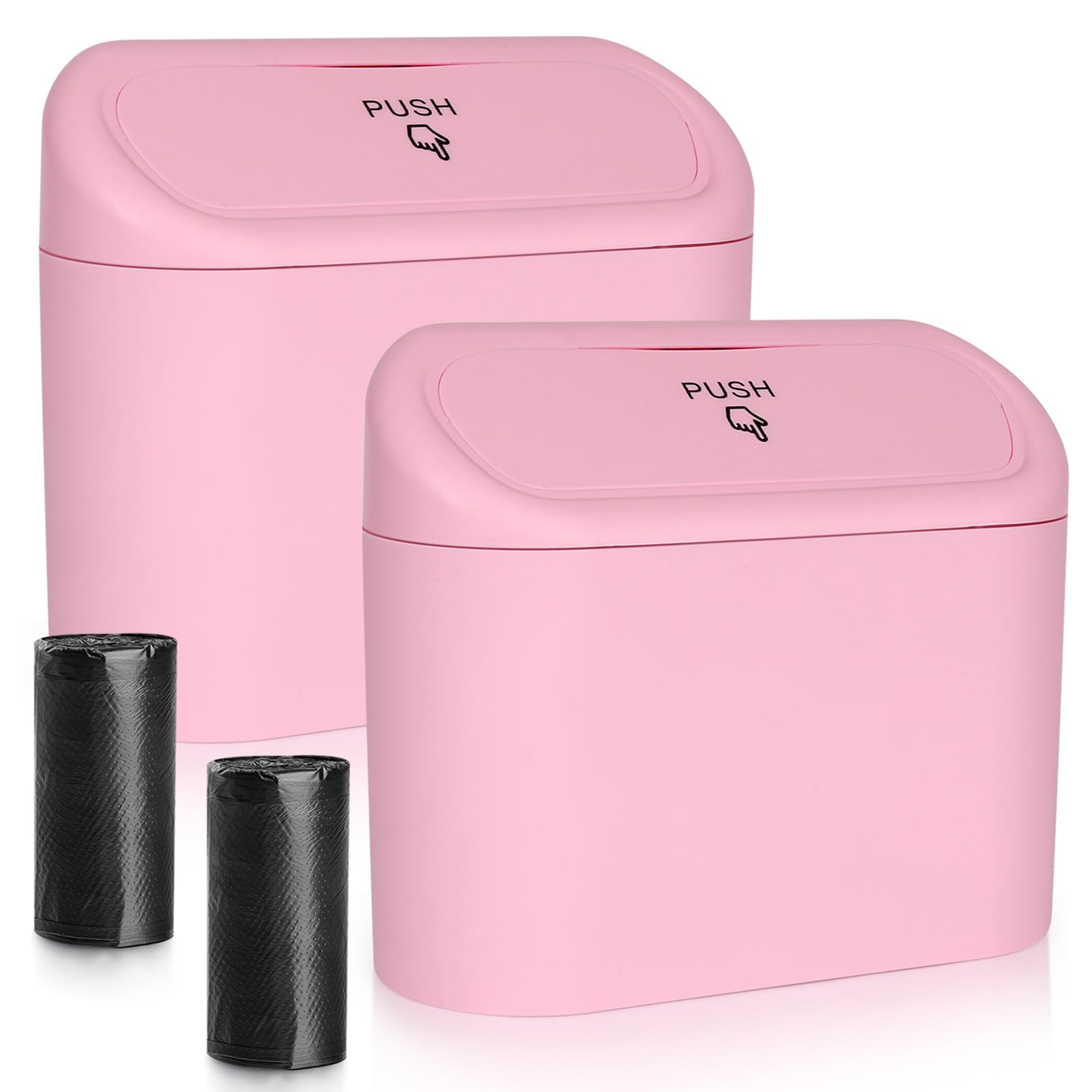 Accmor Car Trash Can with Lid, Mini Auto Dustbin Garbage Organizer with 30 Pcs Plastic Trash Bag, Automotive Garbage Container Bin for Vehicle, Home, Office