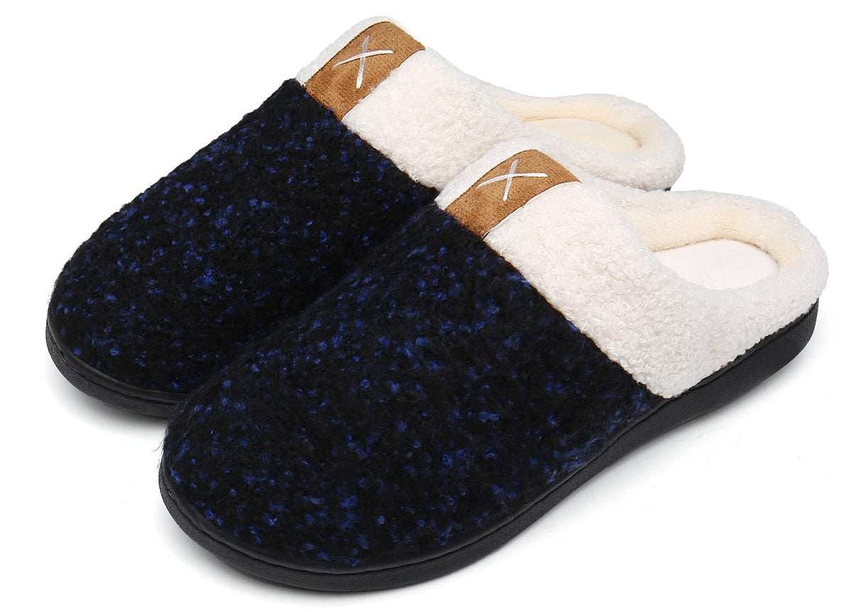 UBFEN Womens Mens Slippers Memory Foam Comfort Fuzzy Plush Lining Slip On House Shoes