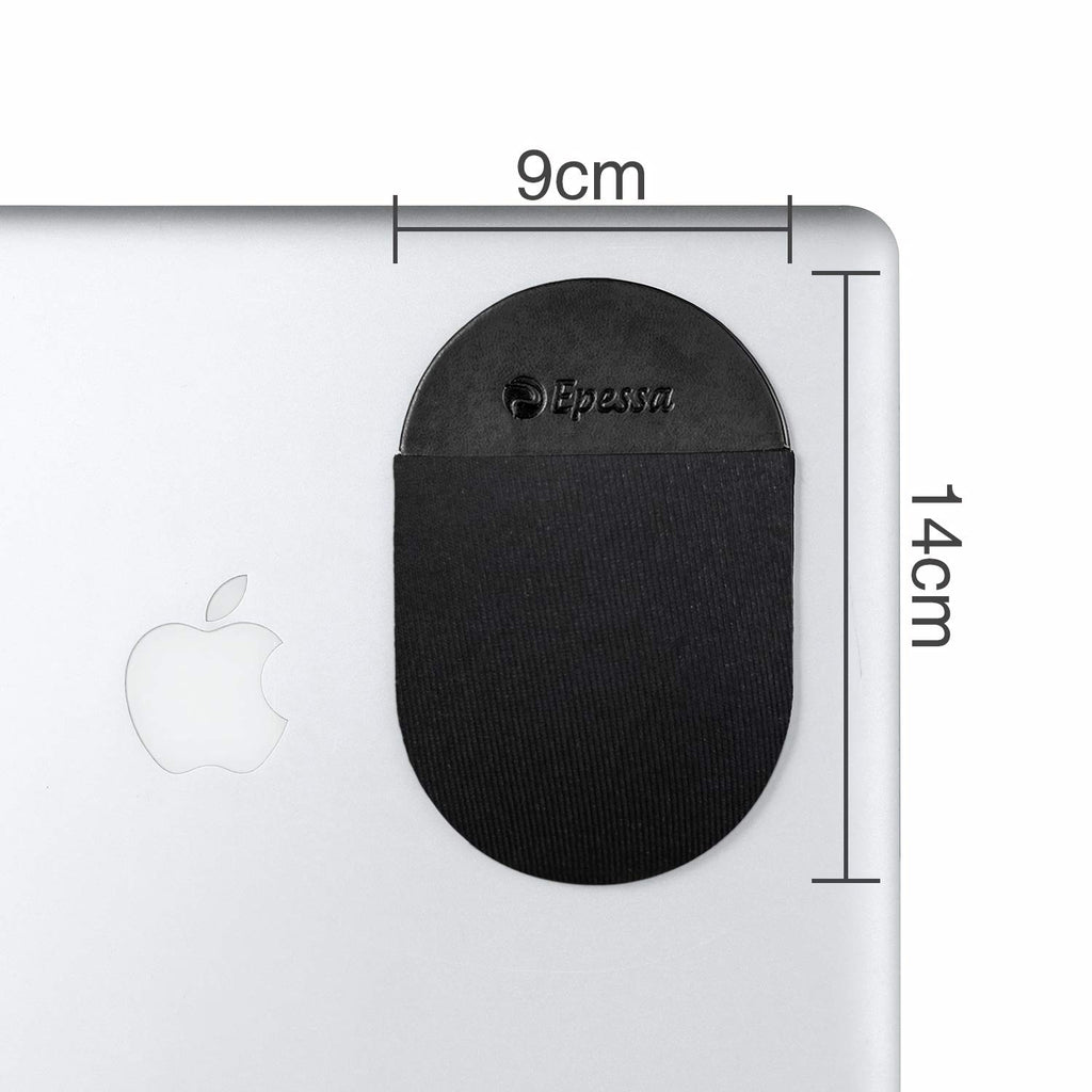 Epessa Universal Stick-On Mouse Pouch, Holder for Wireless Mouse, Sleeve for Laptop, Reusable Adhesive, No Glue Residue, Compatible with iPad or MacBook (Black)