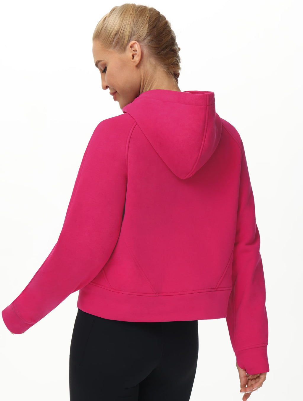 THE GYM PEOPLE Women's Full-Zip Up Hoodies Jacket Fleece Workout Crop Tops Sweatshirts with Pockets Thumb Hole