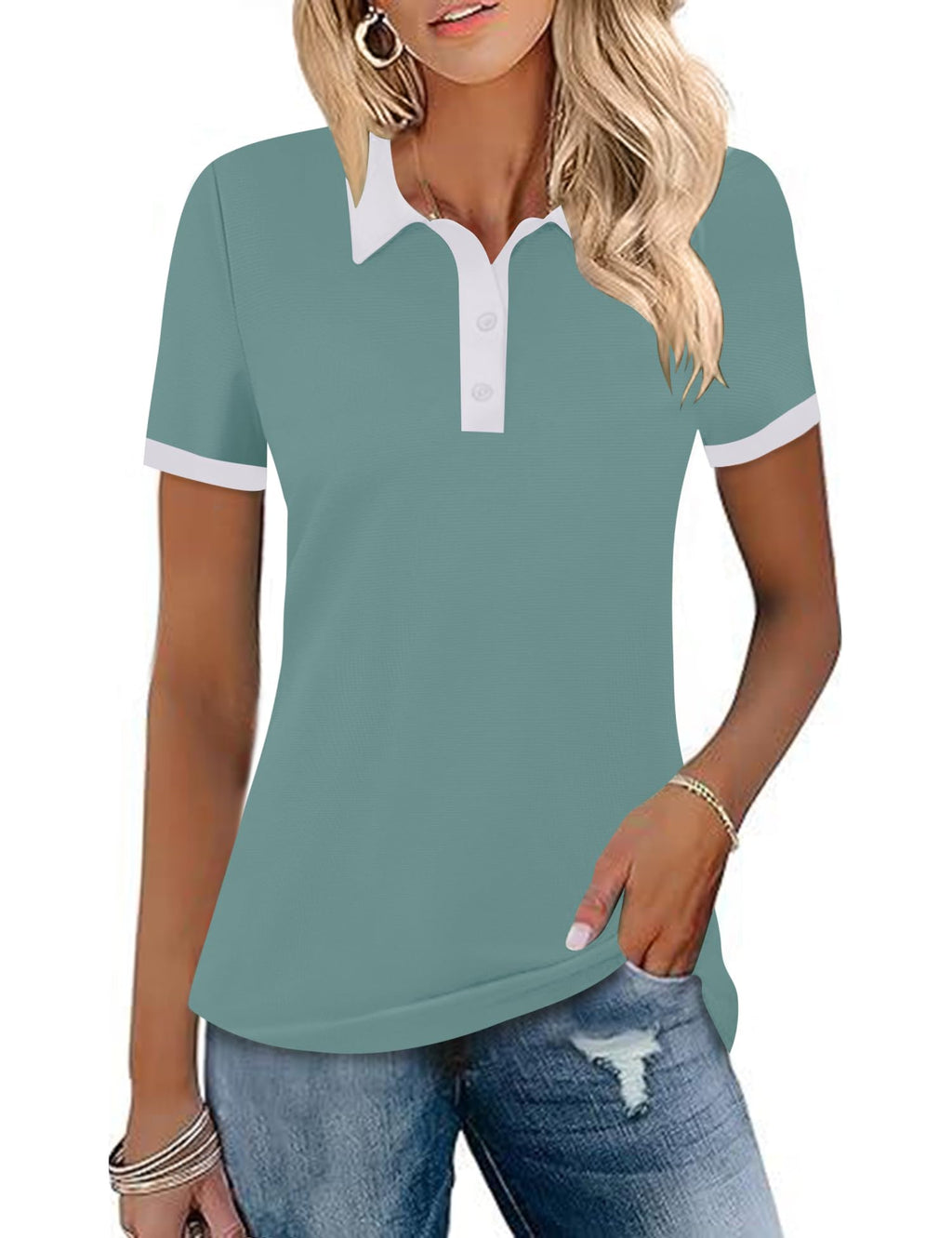 LOMON Womens Golf Polo Shirts Short Sleeve Collared Tops Lightweight Moisture Wicking Tennis Activewear S-XXL