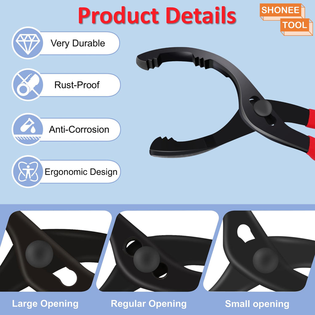 Oil Filter Wrench, 10" Small Adjustable Oil Filter Pliers, Multifunction Oil Filter Removal Tool, Ideal for Engine Filters, Conduit & Fittings