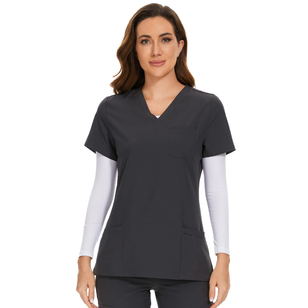 COZYFIT Scrub Tops for Woman - Soft Stretch, V-Neck Top Scrubs with 3 Pockets, Easy Care for Women