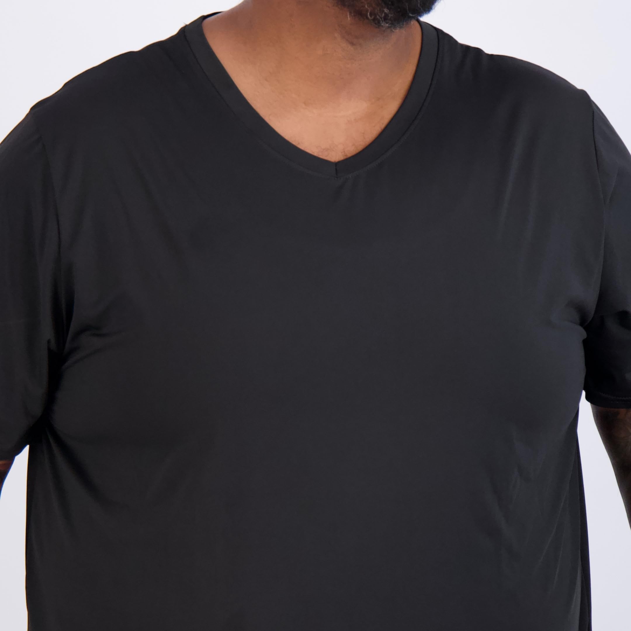 Real Essentials 3 Pack: Men's Big & Tall Short Sleeve V-Neck Athletic T-Shirt Dry-Fit Workout Shirts Moisture Wicking (3X-5X)