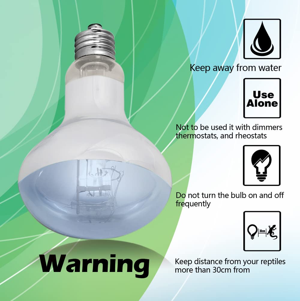 2 Pack 50W Reptile Heat Lamp Bulb Amphibian Basking Light Bulb, Reptile Daylight Bulb for Turtle, Bearded Dragon, Lizard,Chicken with Stick-on Digital Temperature Thermometer