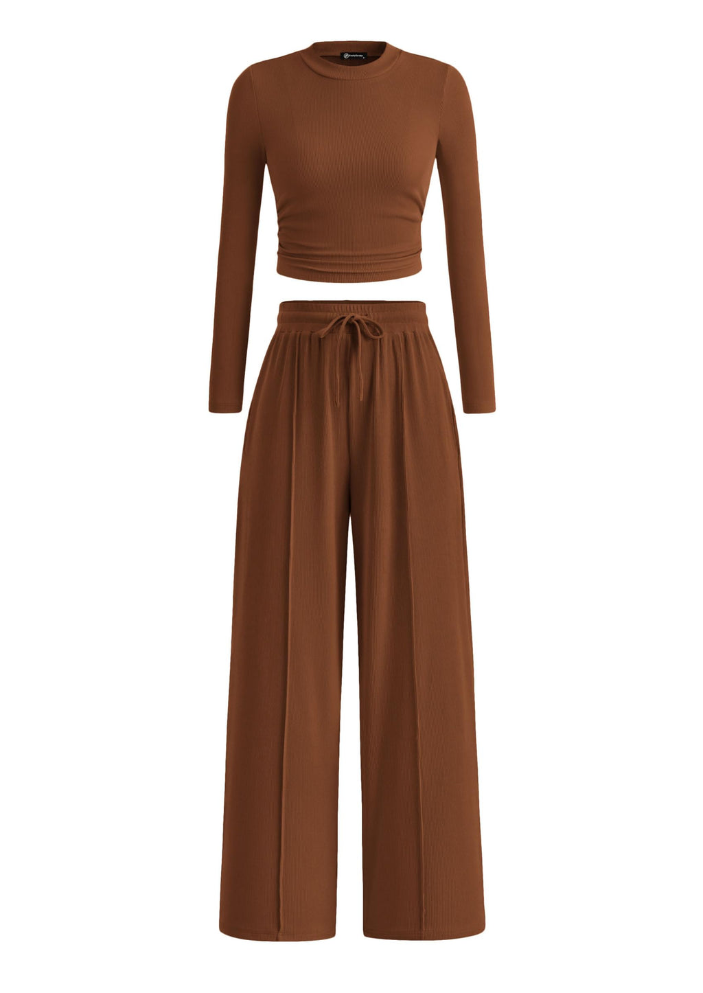 PRETTYGARDEN Women's 2 Piece Sets 2026 Fall Long Sleeve Crop Tops Wide Leg Pants Matching Outfit Tracksuits Spring Clothes