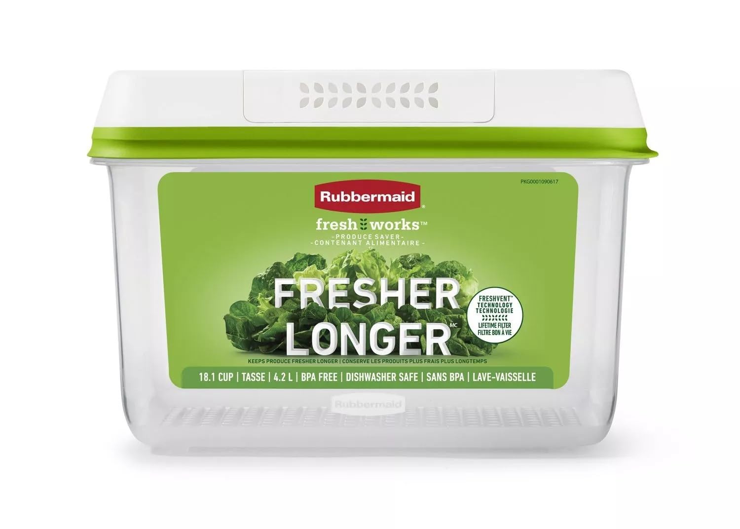Rubbermaid 2114738 FreshWorks Saver, Medium Short Produce Storage Containers, 2-Pack, 4.6 Cup, Clear