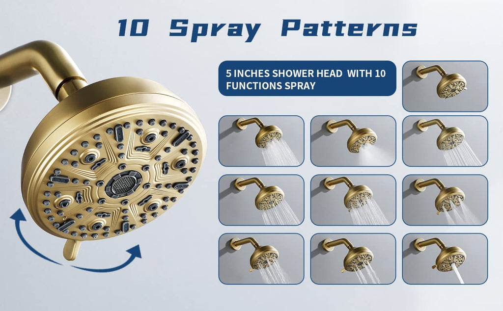 Shower Tub Kit Tub Shower Faucet Combo Set Bathtub Faucet Set Shower System with Tub Spout Shower Valve and Trim Kit Shower Fixtures Brushed Gold