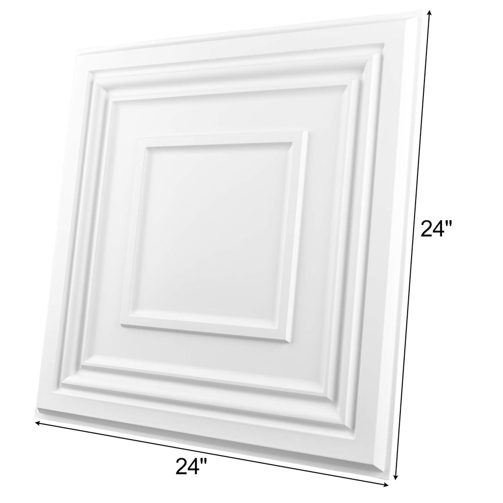 Art3d Drop Ceiling Tiles 24x24in. (12-Pack, 48 Sq.ft), Wainscoting Panels Glue Up 2ft x 2ft for Interior Décor in Living Room, Bedroom & Office, Star Black