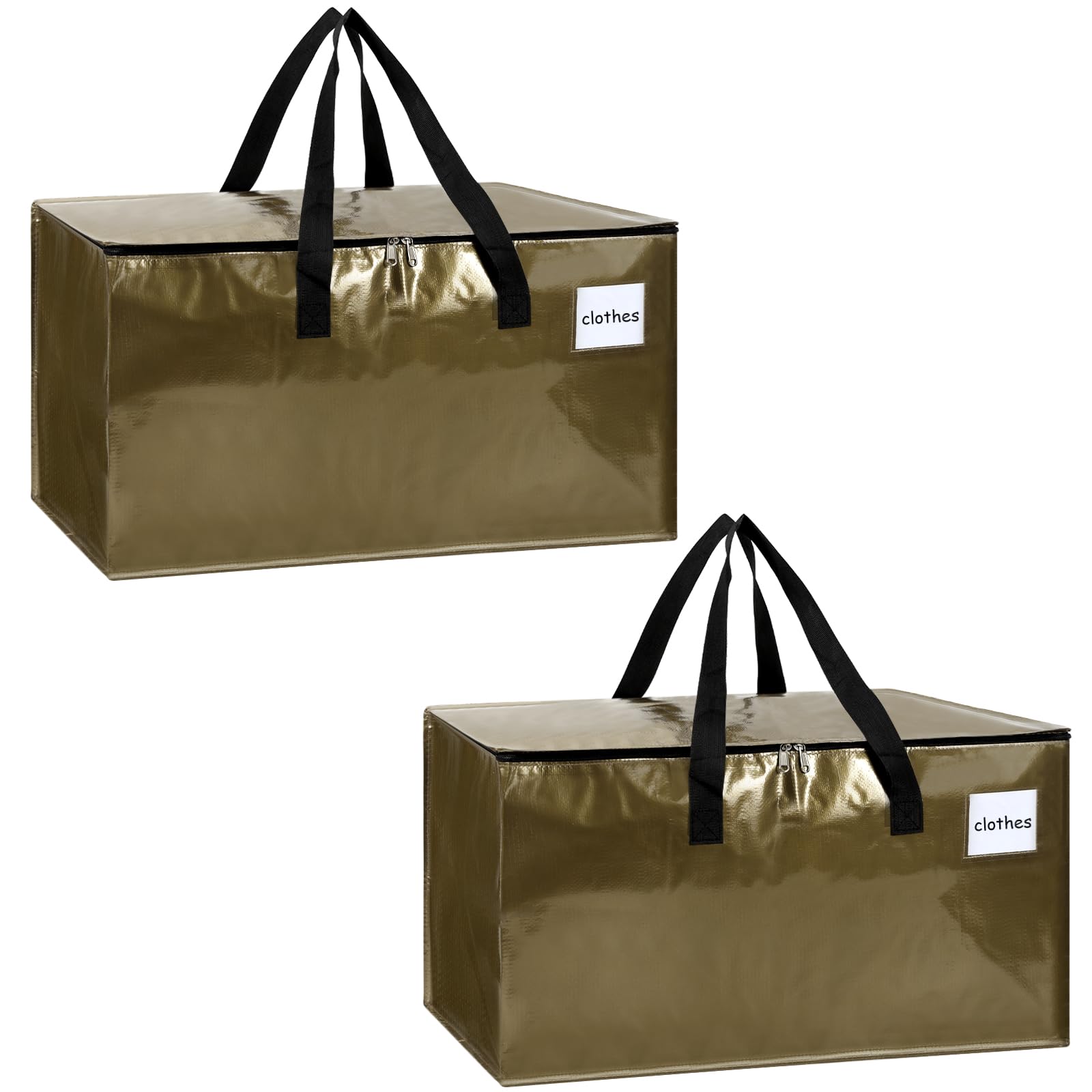 2-Pack Extra-Large Heavy-Duty Storage Totes with Reinforced Handles, Durable Zippers & Waterproof Material — Perfect for Space-Saving, Moving, Shipping and Travel (Black)