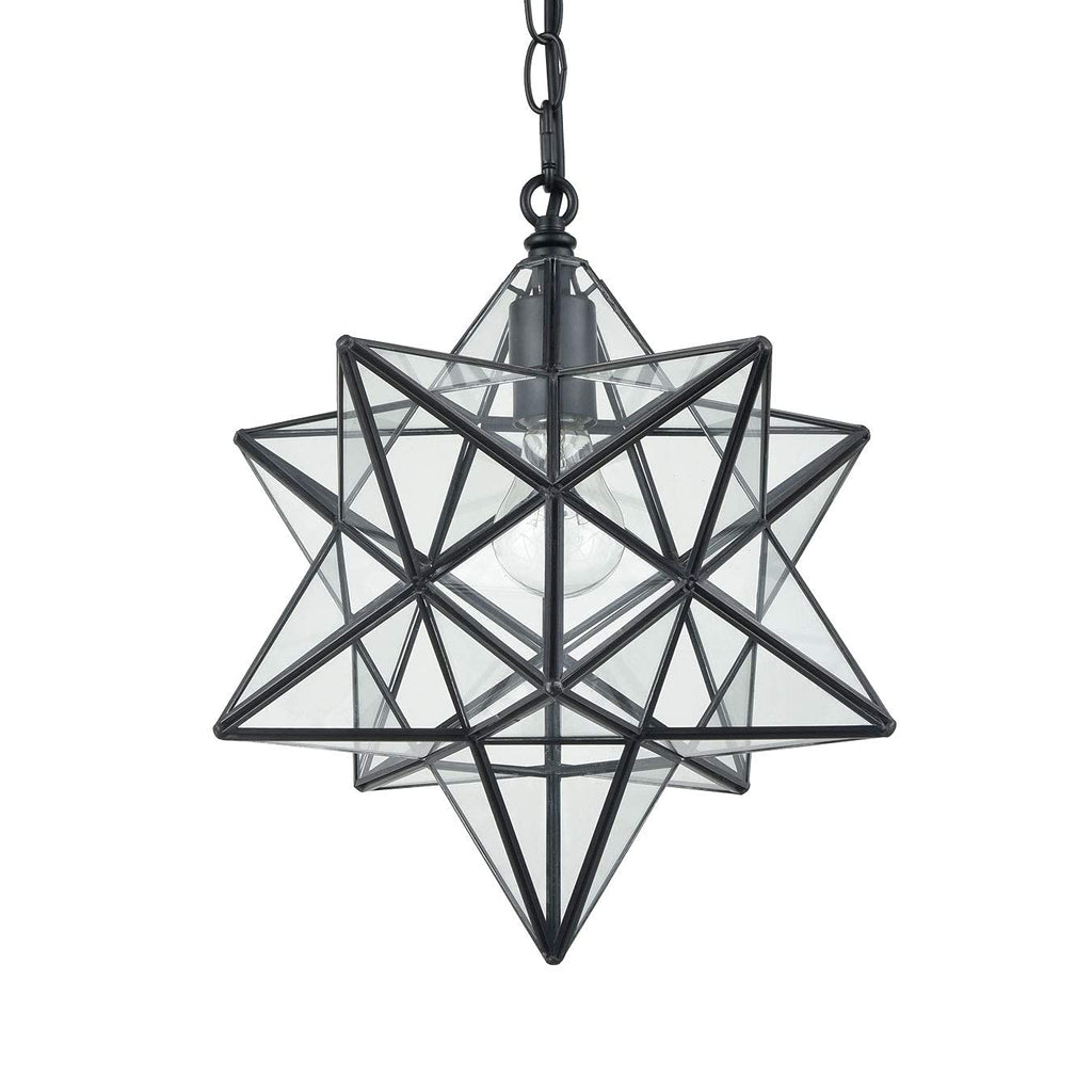 14'' Moravian Star Pendant Light Seeded Glass Star Lights with Adjustable Hanging Chain Light for Kitchen Bedroom Dining-Dimmable