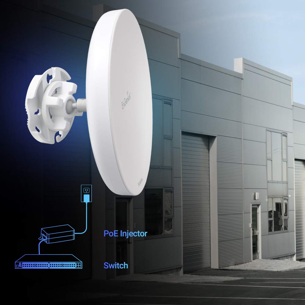 EnGenius Wi-Fi 6 (802.11ax) 5GHz 1,200 Mbps, 2x2 Outdoor Wireless Bridge, 26 dBm, high gain 19 dBi Directional Antenna, IP-55 housing, up to 6 Miles Point-to-Point [EnStation6 KIT]