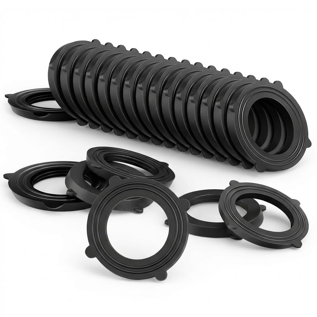 SmoTecQ 30 Pack Garden Hose Washers with Self-Locking Tabs - Heavy Duty Rubber Seals for 3/4" Hose Fittings, Stay-in-Place Design Prevents Falling Out & Leaks, Black