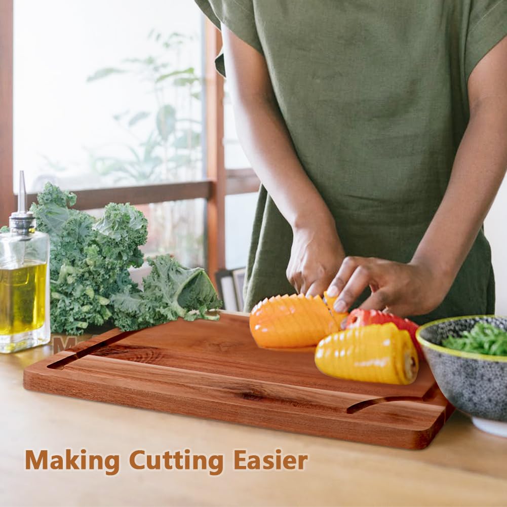 AIDEA Wood Cutting Board, Wooden Cutting Boards for Kitchen, Acacia Wood Chopping Board Set of 3 with Deep Juice Groove, for Meat, Vegetables, and Fruit