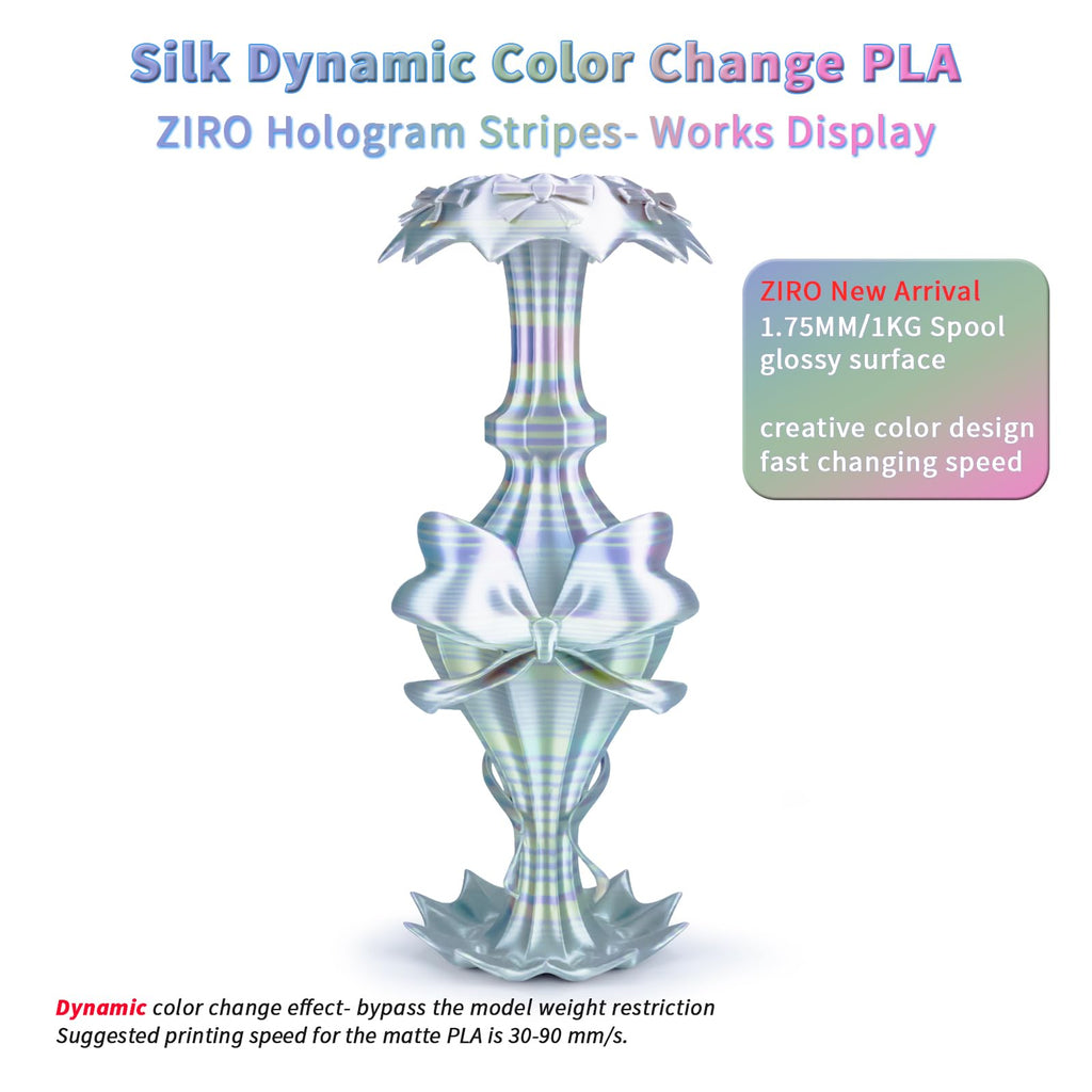 ZIRO Fast Color Change PLA, 1.75mm Color Gradient Filament, Glossy Rainbow PLA Filaments, Fit Most 3D Printer Pen, Shiny Surface 1KG/2.2lbs Spool, Aqua Sky (Silk)