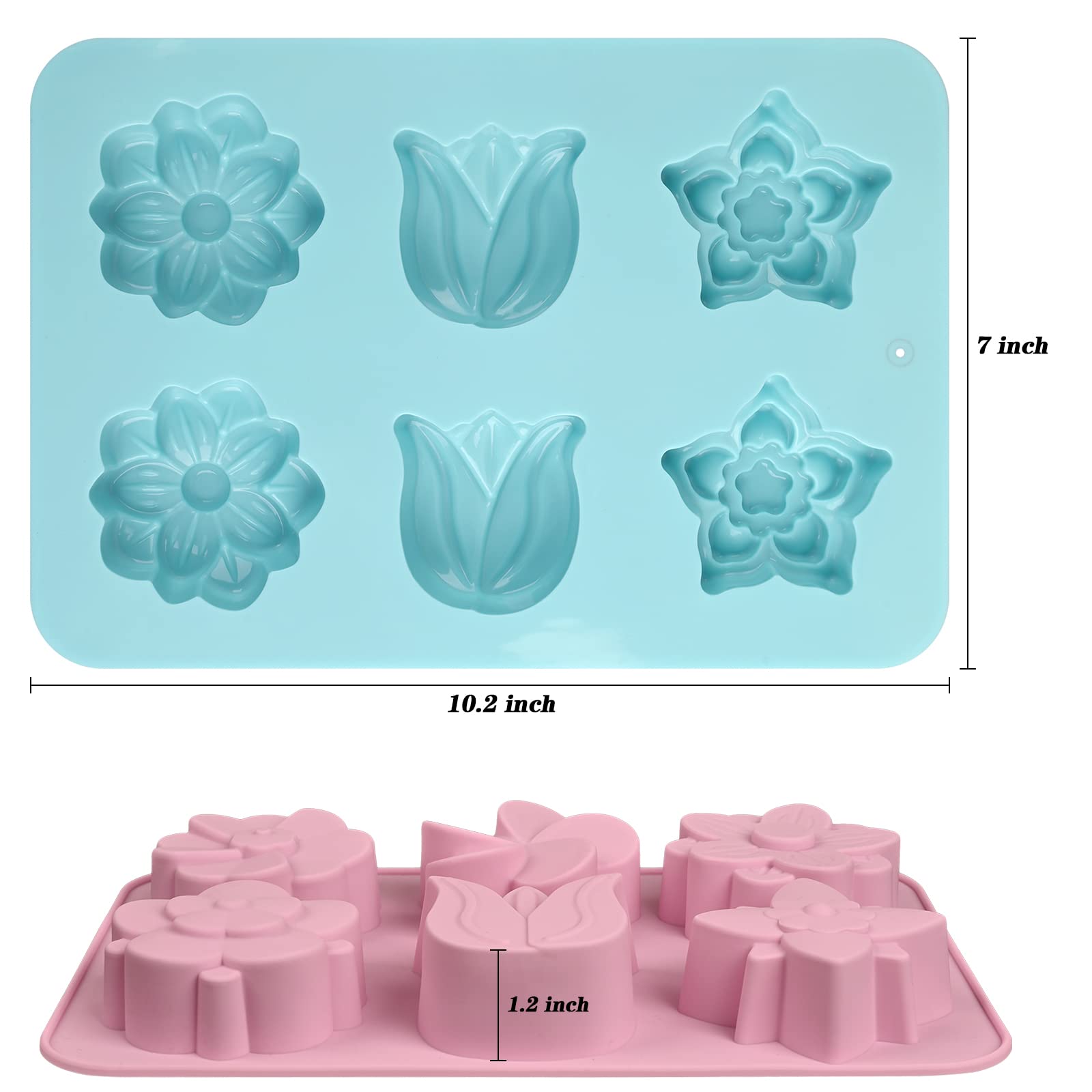 Sakolla 2 Pack Insect Silicone Soap Molds, 6-Cavity Dragonfly Butterfly Ladybug Shape Silicone Molds for Soap Making, DIY Baking Mold for Lotion Bars, Chocolate, Candy, Muffin, Biscuit, Cookie Pans