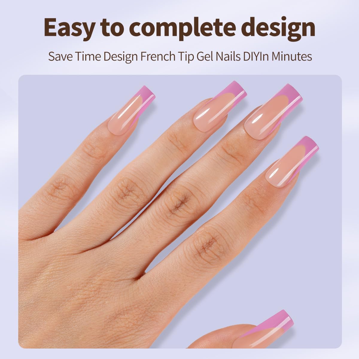 Misssix XBASICTIPS French Tip Press On Nails, 300Pcs French Gel Nail Tips Long Square, Soft Gel Pre-shaped No Need to File 3 in 1 Tips, Fake Nails for Nail Art DIY Extension Designs 15 Sizes