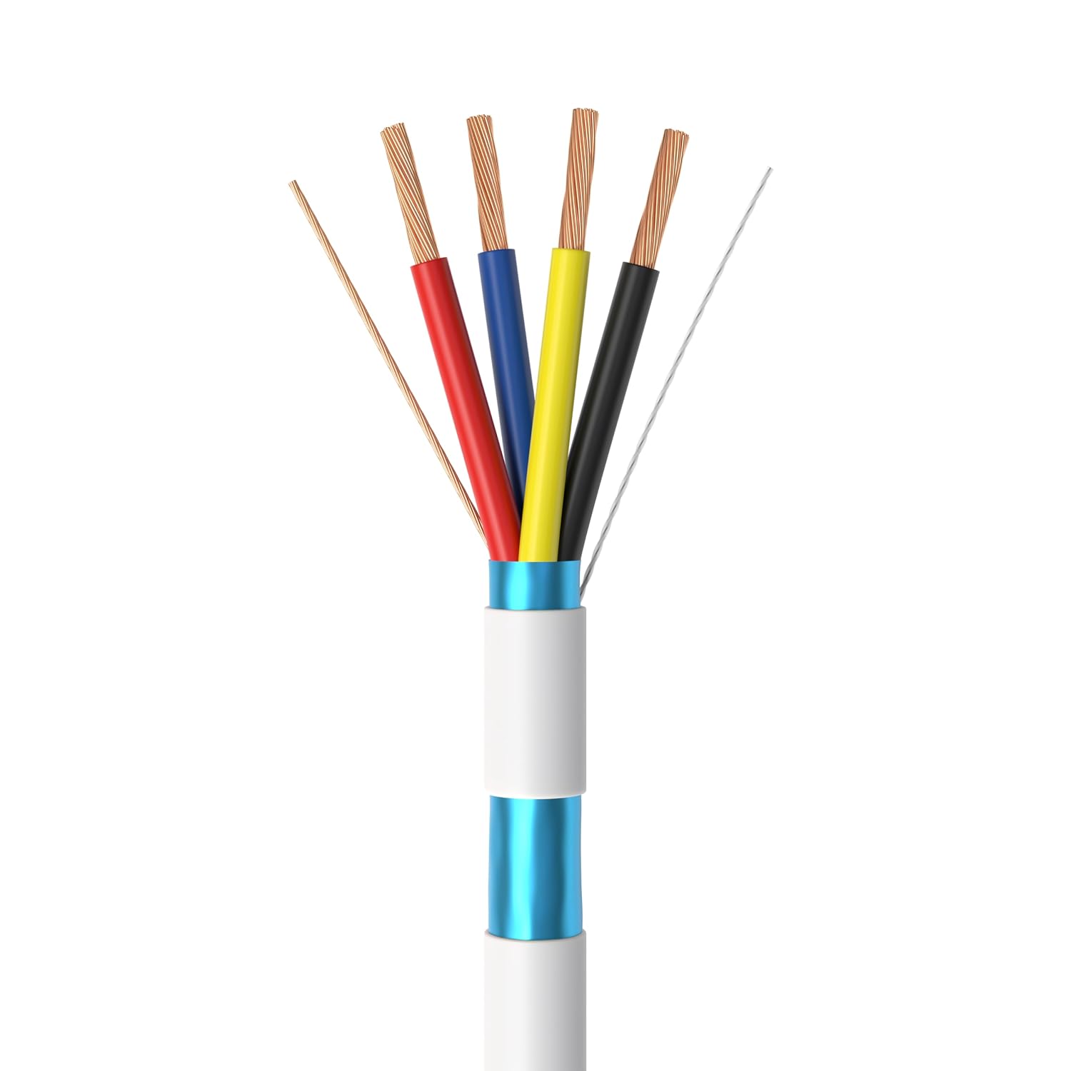 Cables Direct Online 500ft Stranded 18/4 Alarm CCA Shielded Cable for Low Voltage LED, Burglar System, Fire Detector, Security Station, Door Bell, 18AWG 4 Conductors Wire