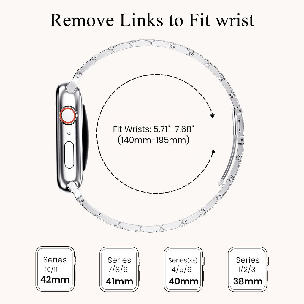 STIROLL Thin Replacement Band Compatible for Apple Watch 38mm 40mm 41mm 42mm(Series 11 10), Stainless Steel Metal Wristband Women Men for iWatch Ultra SE Series 9 8 7 6 5 4 3 2 1, Black