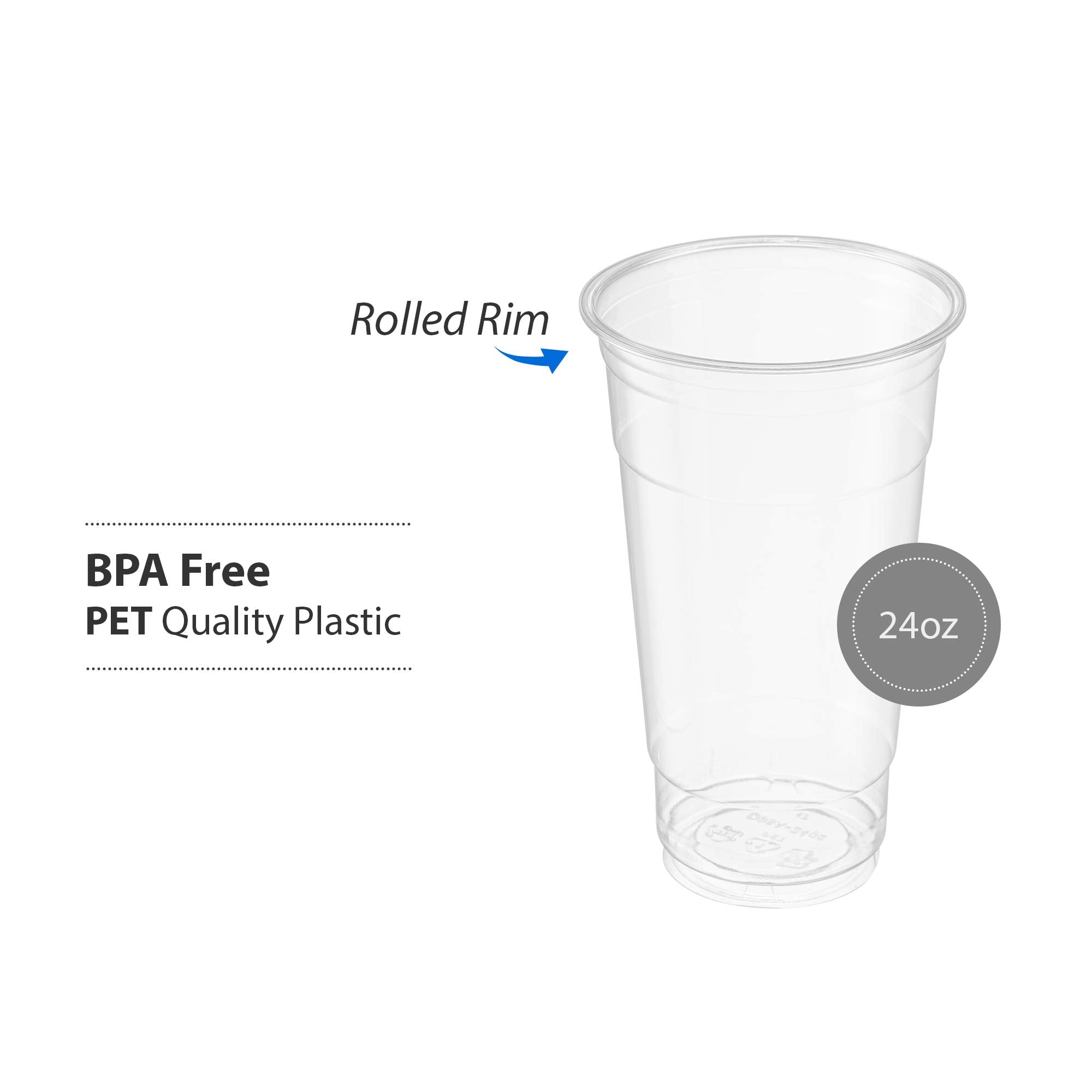 Crystal Clear PET Cups for Iced Coffee,Milkshake, Cold Drinks, Slush, Smoothy's, Slurpee, Ice cream, Dessert, Party's, Plastic Disposable Cups (50, 12 oz)