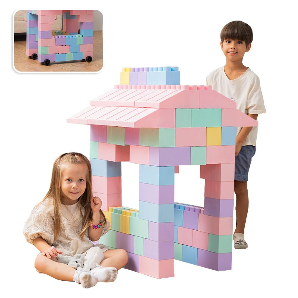 PLATPORTS 48-Piece Jumbo Big Building Blocks – Giant XL Large Plastic Blocks for Kids Ages 2–8, Indoor & Outdoor Construction Play Set