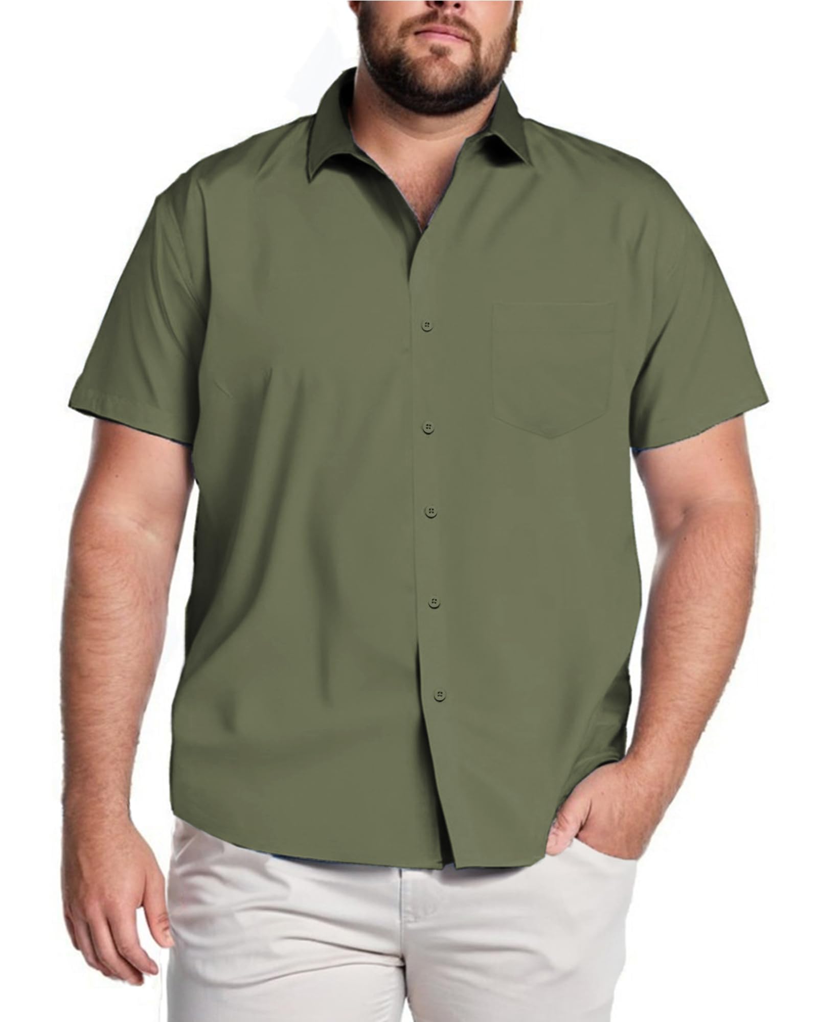 COOFANDY Big & Tall Shirts for Men Short Sleeve Button Down Casual Dress Shirts