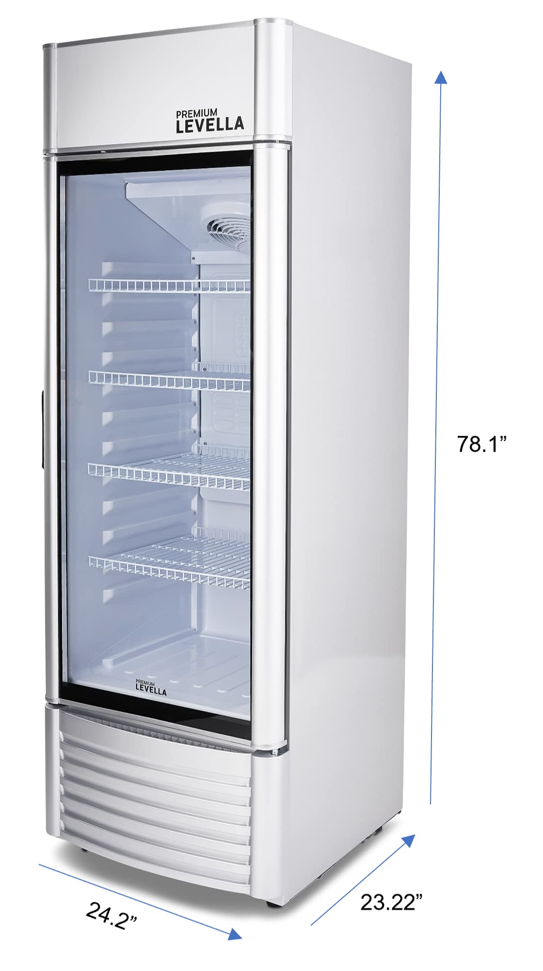 PremiumLevella PRF37DX Glass Door Display Refrigerator 3.1 cu ft Commercial Beverage Cooler Merchandiser - Black