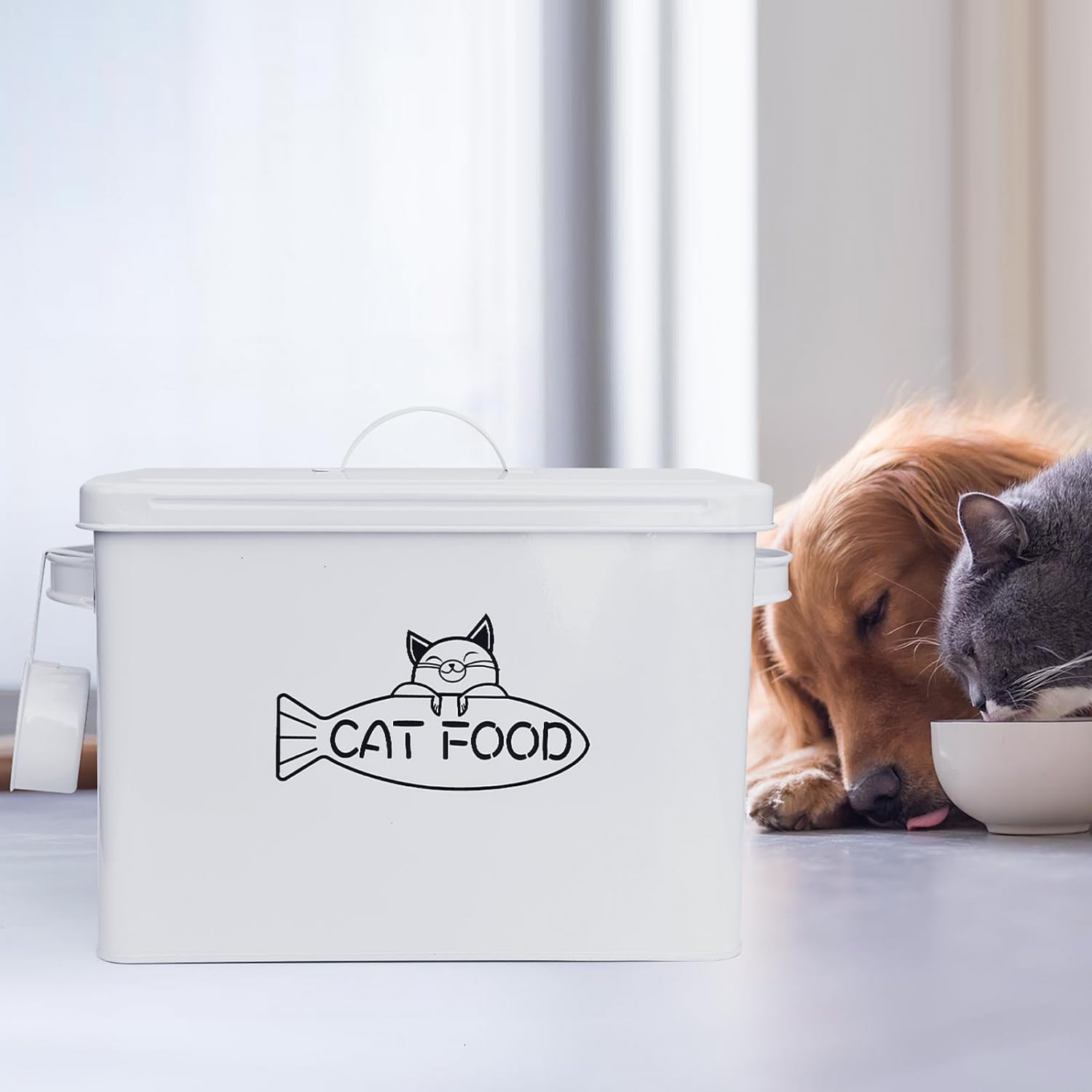 Vumdua Dog and Cat Food Storage Container, Farmhouse Pet Food Containers with Lid and Dry Food Scoop, Durable Airtight Great Gift for Pet Owners