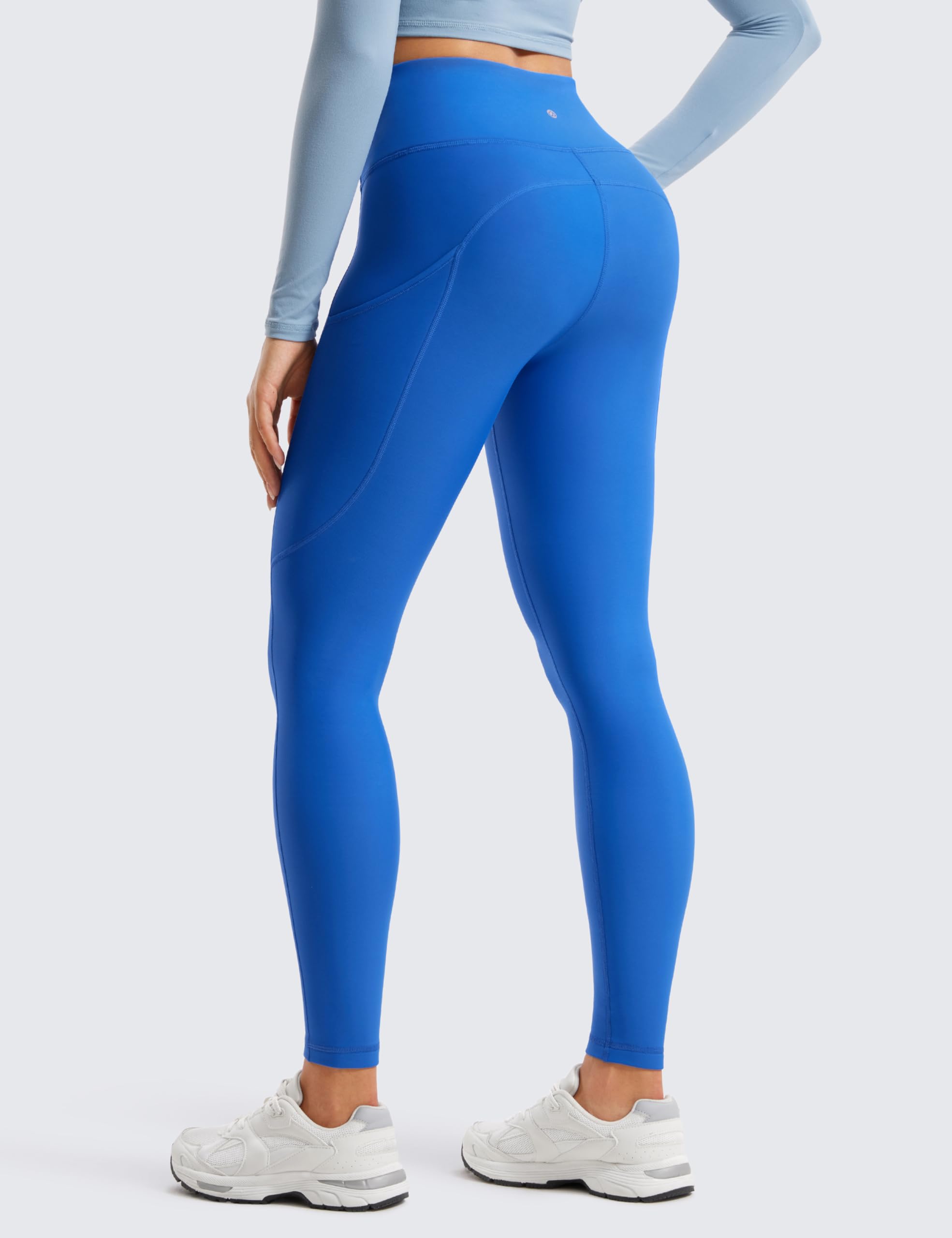 CRZ YOGA Fleece Lined Leggings Pockets 28'' - Thermal Casual Lounge Workout Womens Yoga Full Length Pants Winter Warm