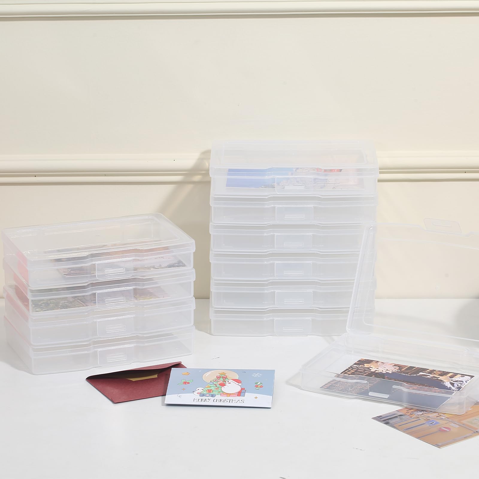 novelinks 12 Pack 4"x6" Photo Storage Boxes and Picture Organizer (Clear) | Photo Organizers and Storage, Task Boxes for Special Education, Picture Box, Photo Storage Containers, Flash Card Holder